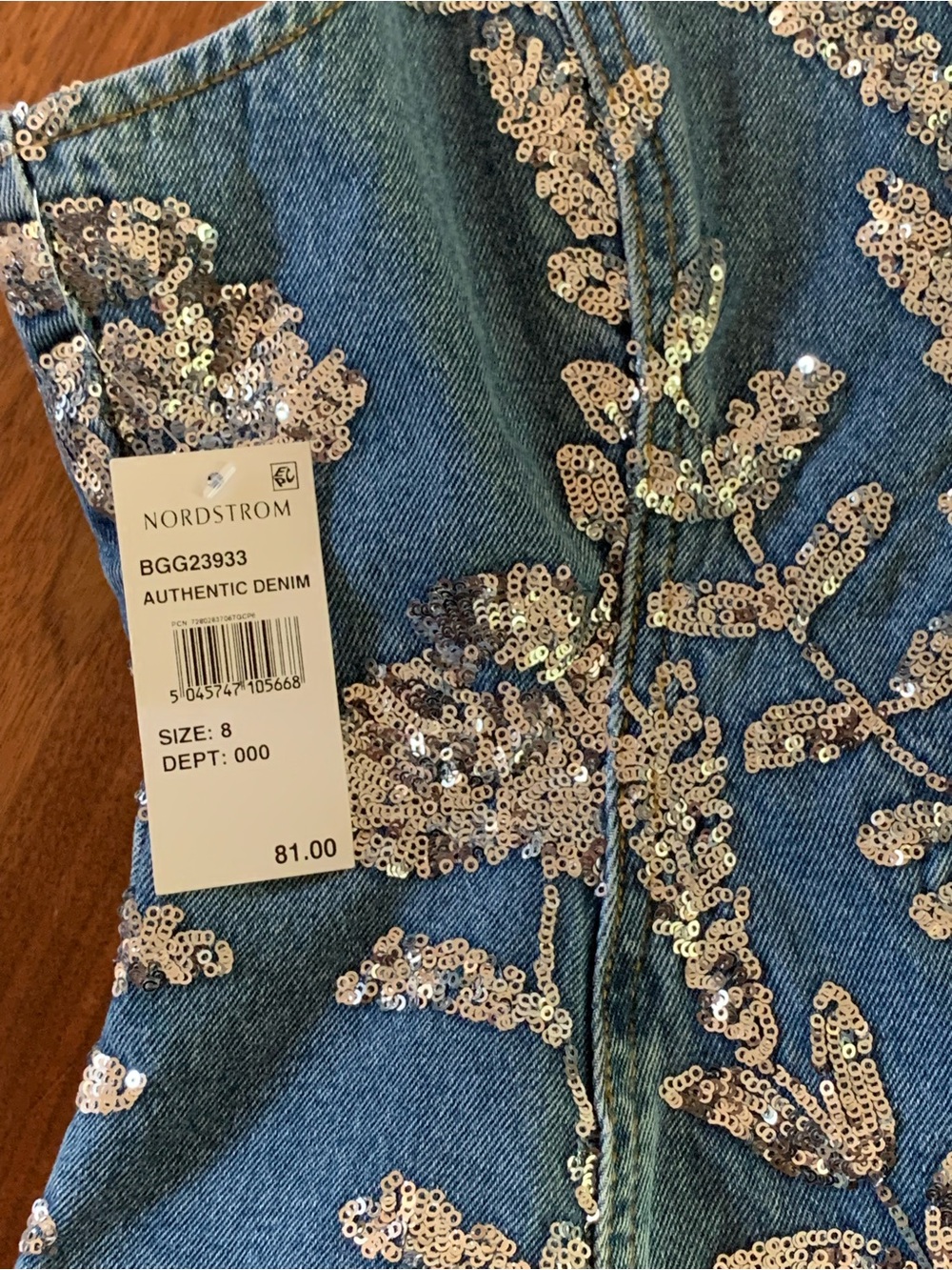 Nasty Gal Floral Sequin Denim Corset Camisole in Authentic Denim - Picture 8 of 8
